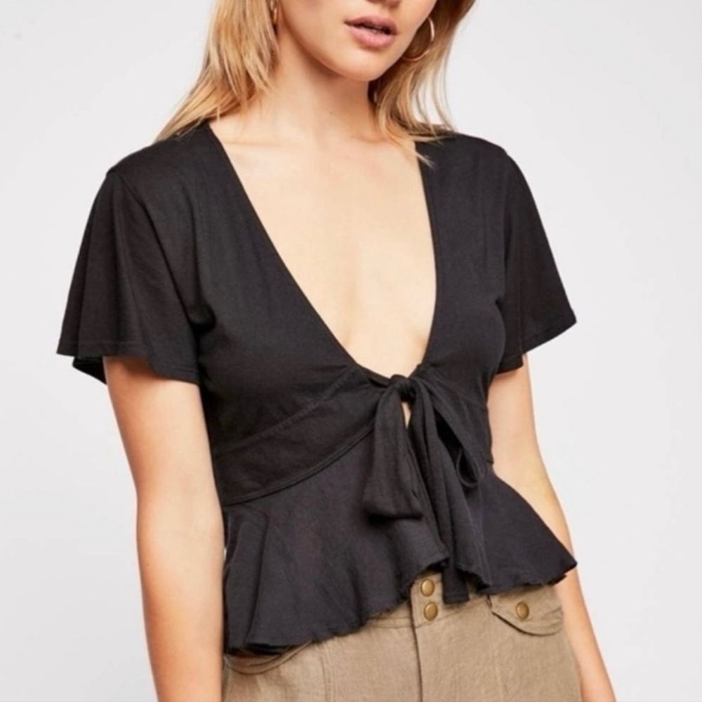 Free People We The Free "Knot Me" Short Sleeve Wrap Top Feminine Summer